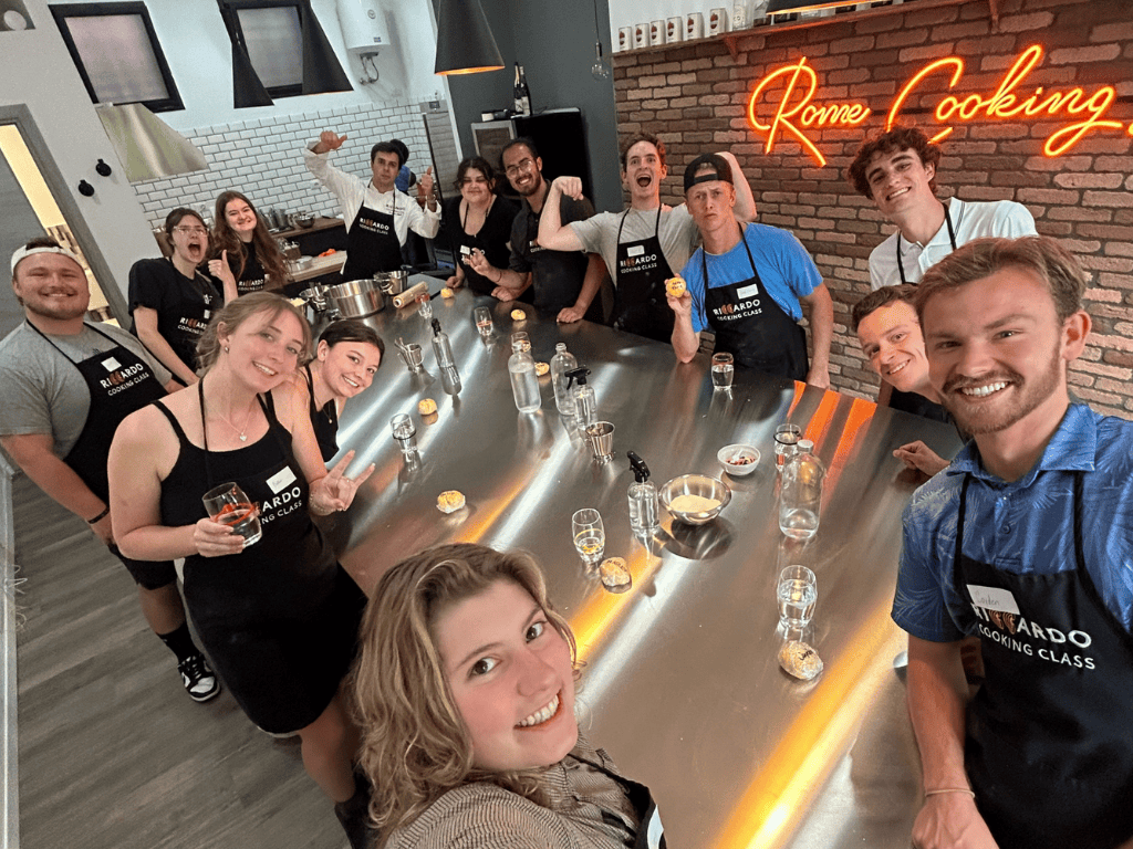 Rome accounting students in cooking class