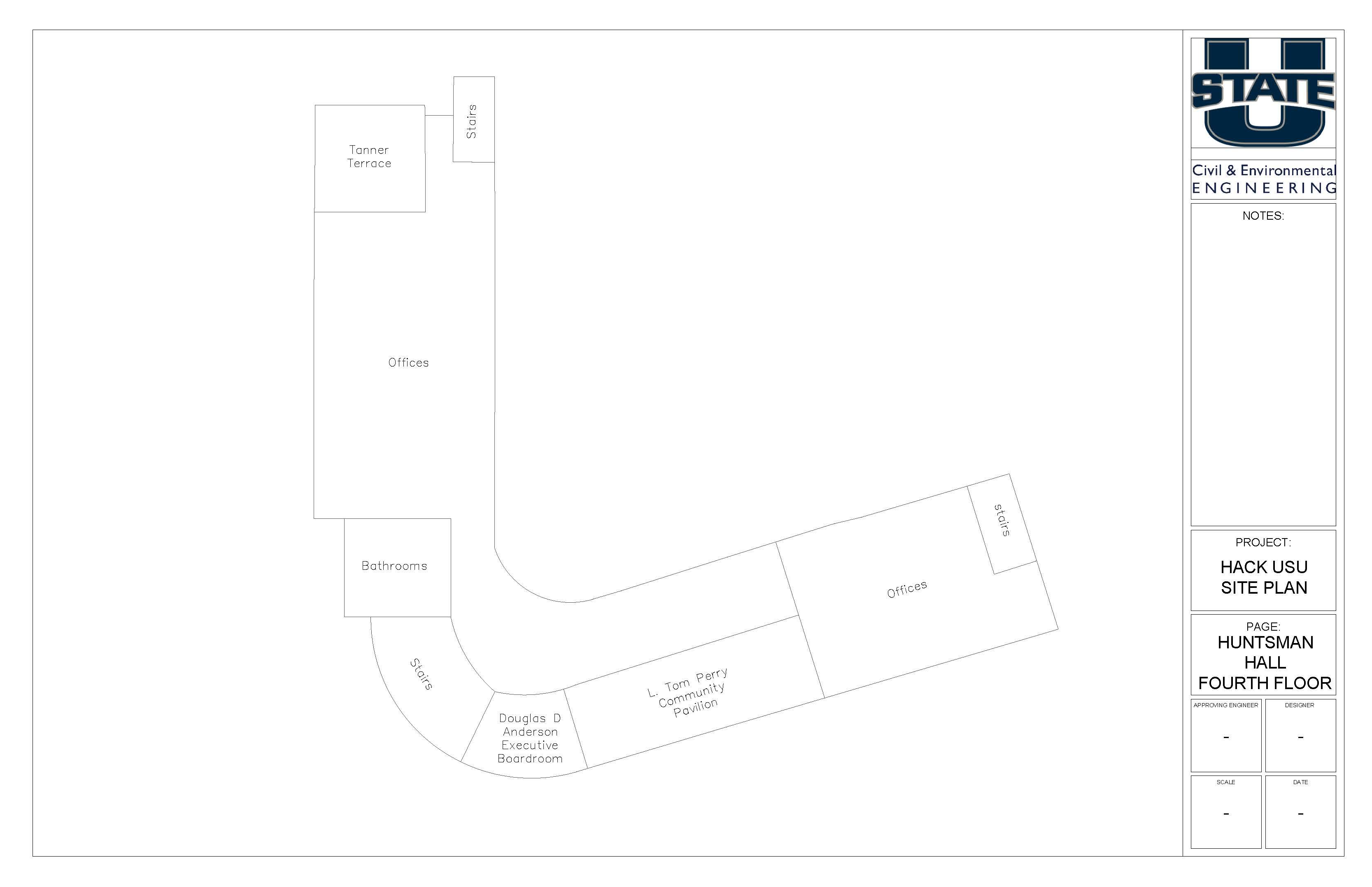 A map of the fourth floor of Huntsman Hall.