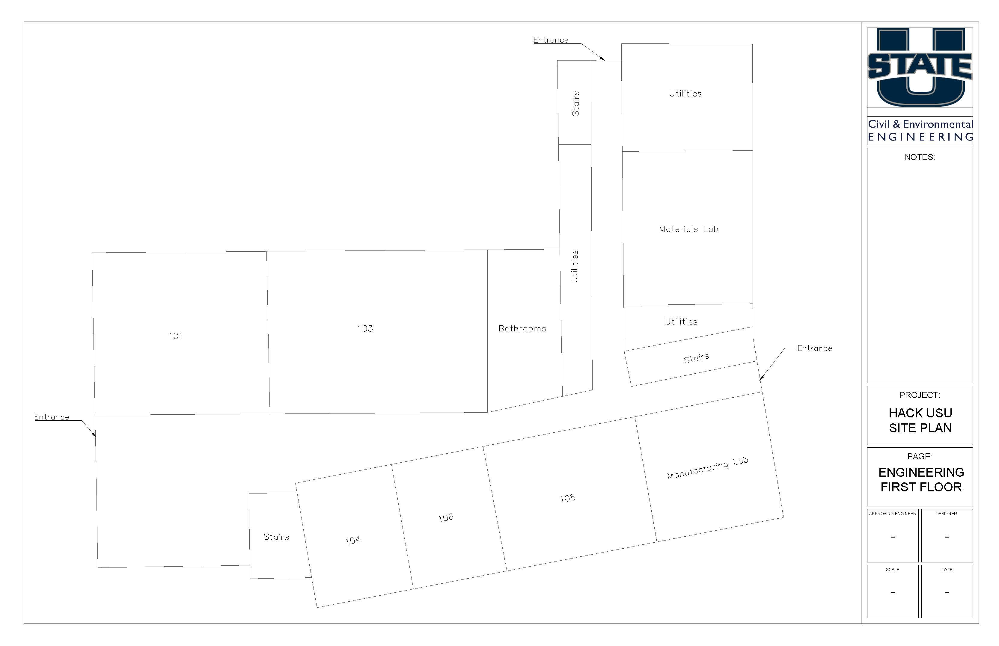 A map of the first floor of the Engineering building.