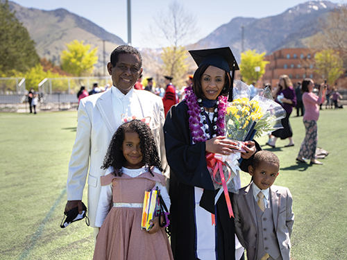 graduate's family celebrates
