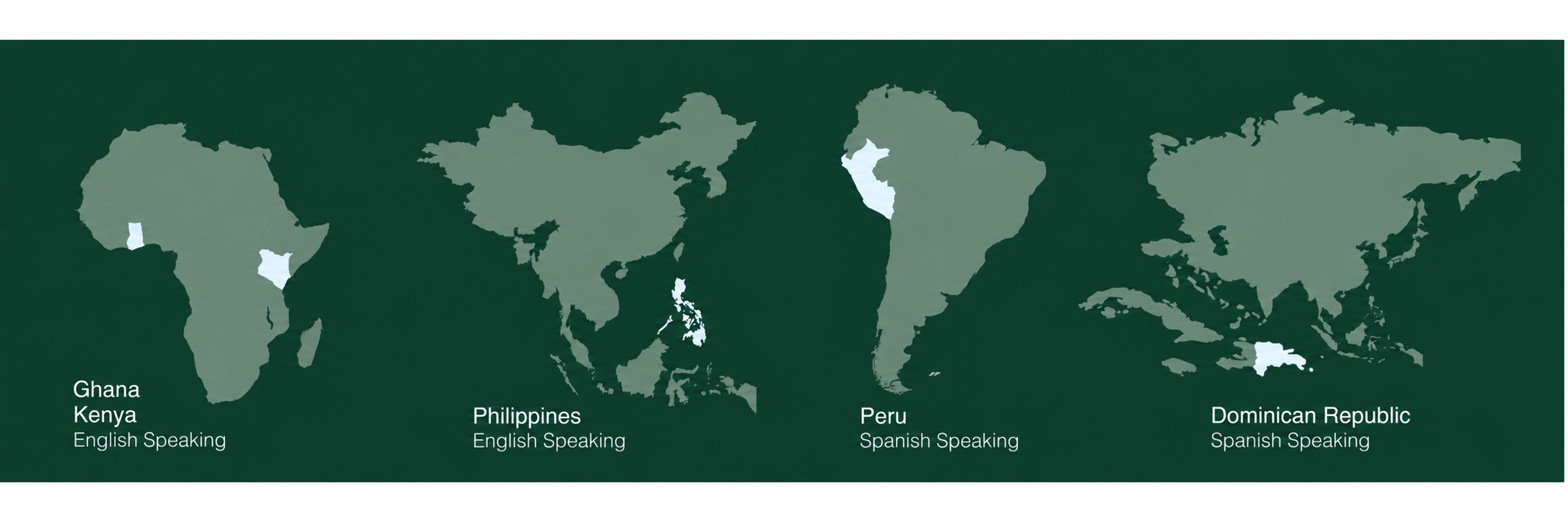 Seed location map highlighting Ghana, Kenya, Philippines, Peru, Domincan Republic
